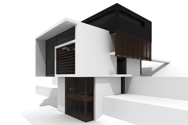 3D-s modern ház, elszigetelt fehér — Stock Fotó