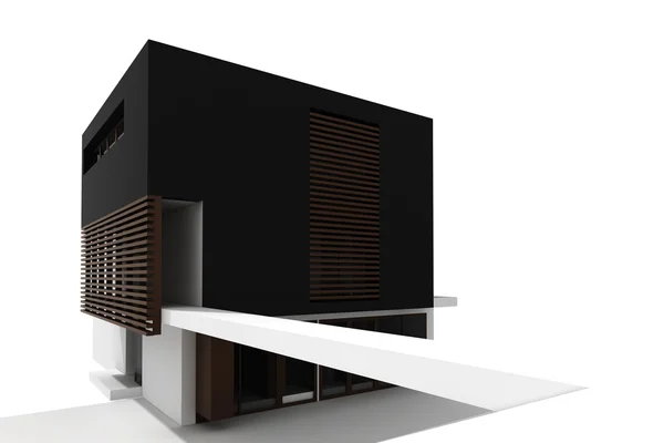 3D сучасний будинок, ізольований на білому — стокове фото