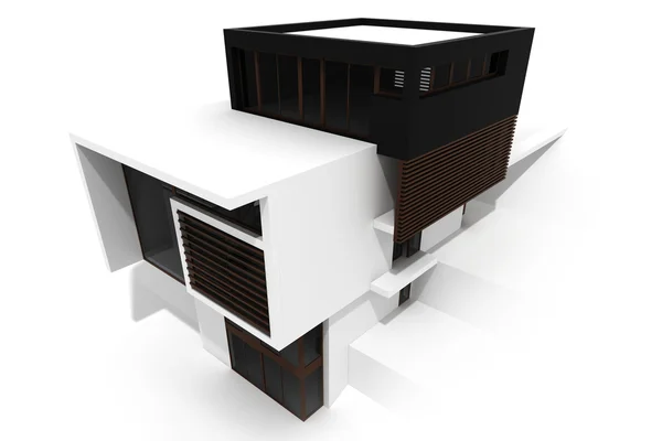 3D modernt hus, isolerad på vit — Stockfoto