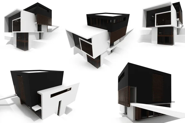 3D-modern huis, geïsoleerd op wit — Stockfoto