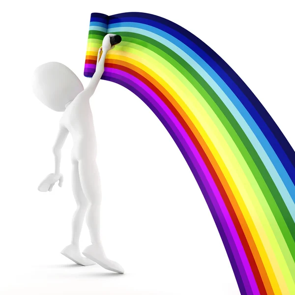 3D-man schilderen een regenboog — Stockfoto