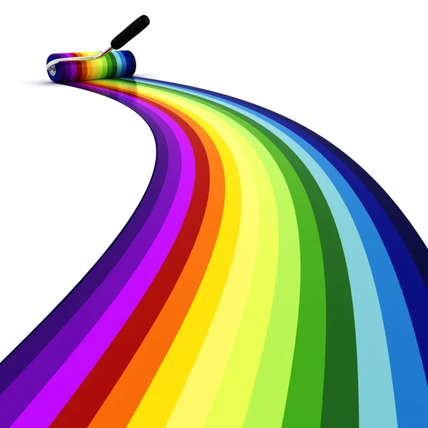 Rodillo 3d sobre arco iris —  Fotos de Stock