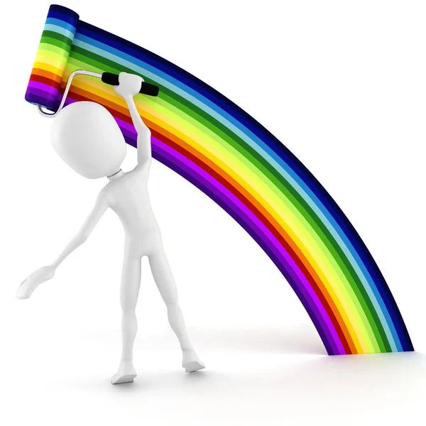 3d uomo pittura un arcobaleno — Foto Stock