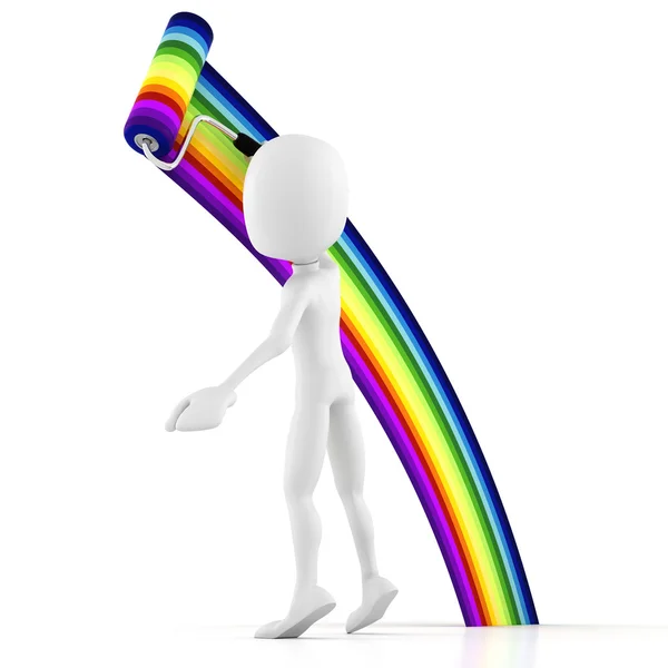 Hombre 3d pintando un arco iris — Foto de Stock
