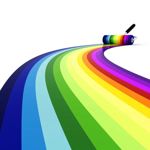 3d rolo sobre arco-íris — Fotografia de Stock