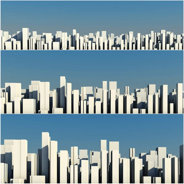 Skyline 3d de uma cidade multidão, vista aérea — Fotografia de Stock