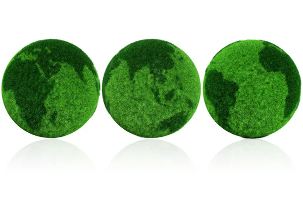 3D earth globe gemaakt van gras — Stockfoto