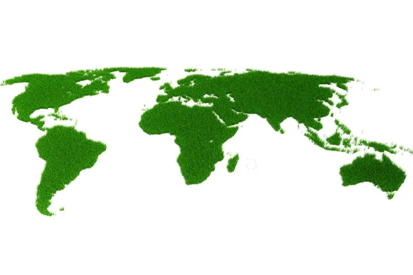 3d mappa del mondo fatta di erba — Foto Stock