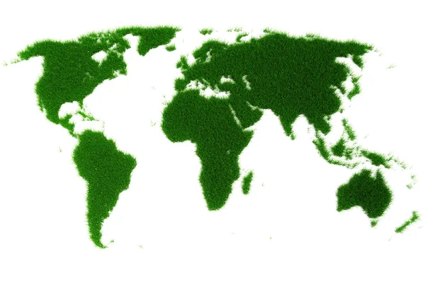 3d mapa do mundo feito de grama — Fotografia de Stock