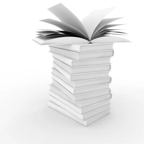 3D knihy se stránkami, izolované na bílém — Stock fotografie