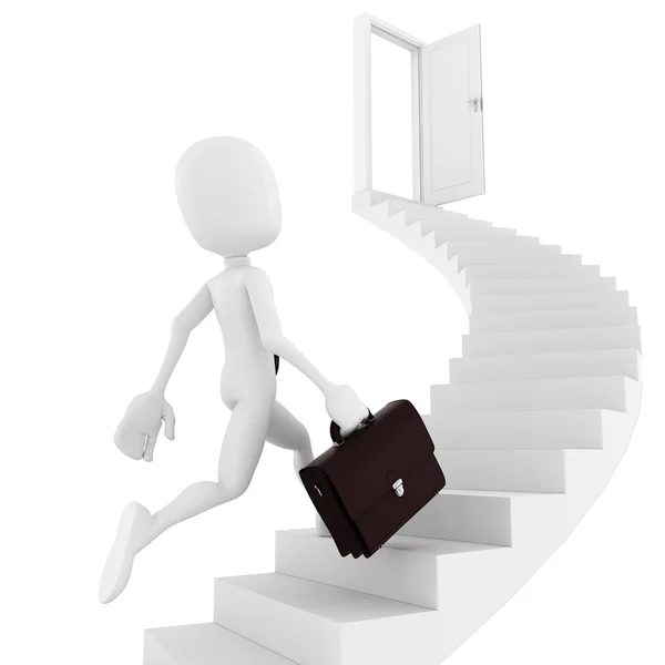 3d man running on a stair, finding the exit — Stock Photo, Image