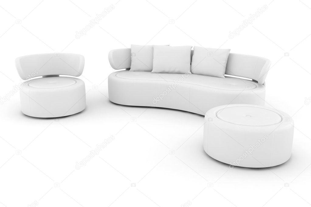 3d white couch isolated on white