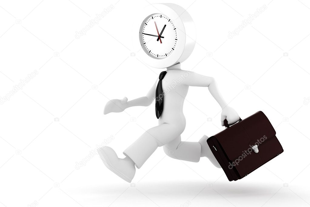 3d man, businessman running out of time