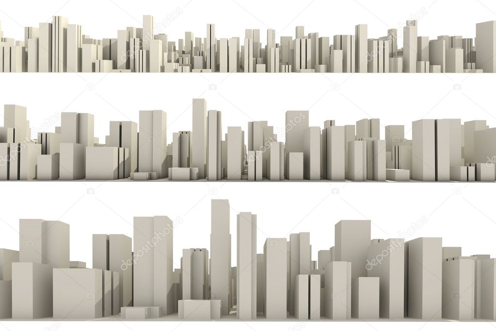 3d skyline of a crowd city, aerial view