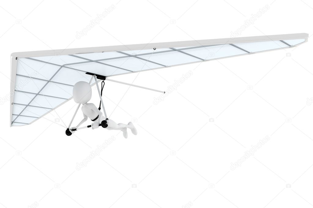 3d man flying a hang-glider