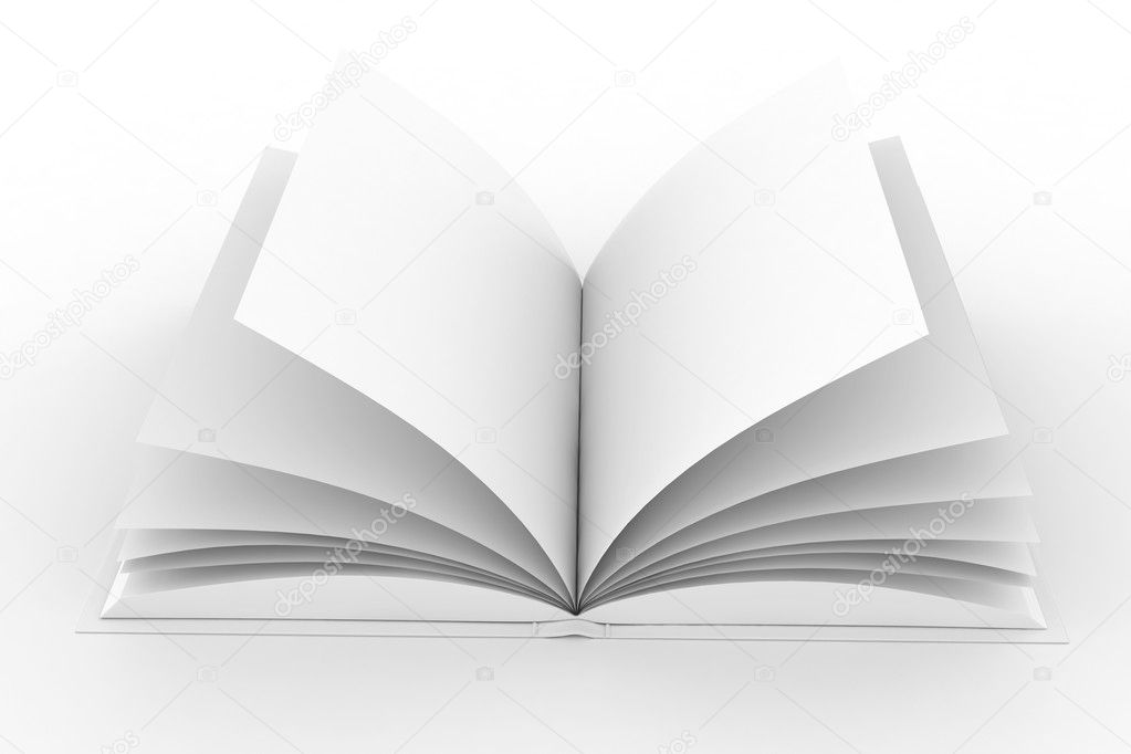 3d book with pages , isolated on white