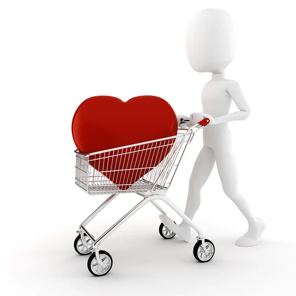 stock image 3d man buying a big red heart