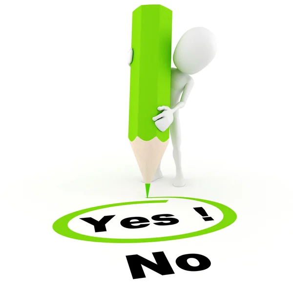 stock image 3d man chooseing between yes and no