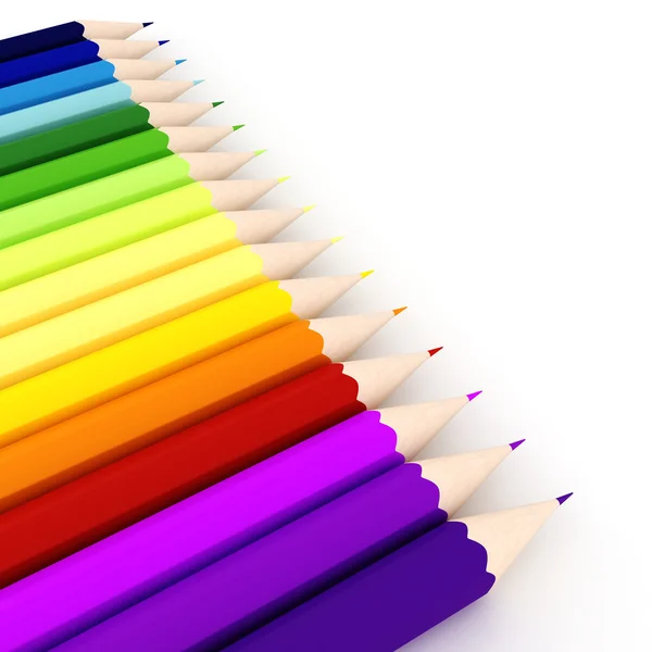 Kleurrijke Kleurpotloden Witte Achtergrond — Stockfoto