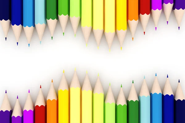 3d 彩色蜡笔，在白色背景上 — 图库照片
