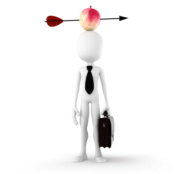 stock image 3d man - business man with an apple on he's head