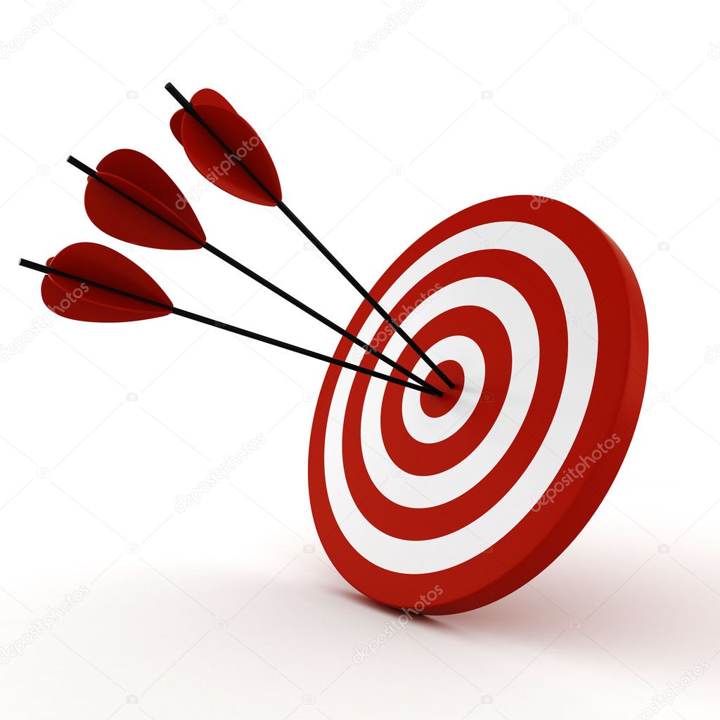 3d target and arrows, isolated on white