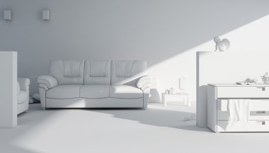 3D kil render modern bir iç tasarım