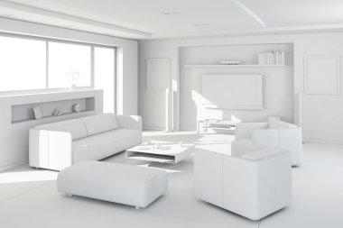 3D kil render modern bir iç tasarım