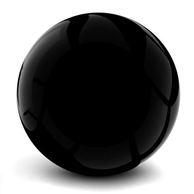 3d black sphere, on white background clipart