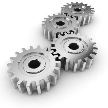 3d metal gear wheel render, on white background clipart