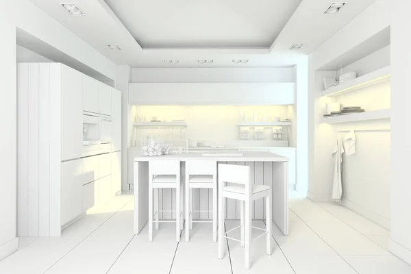 3d clay rander of a modern kitchen — Stock Photo, Image