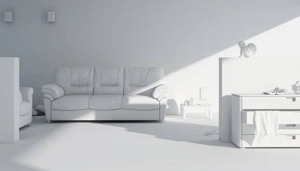 3d arcilla renderizado de un diseño interior moderno —  Fotos de Stock