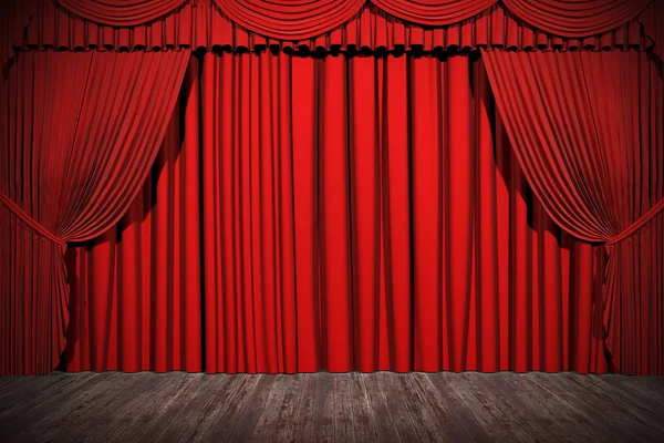 Renderização estágio 3d, cortina vermelha — Fotografia de Stock