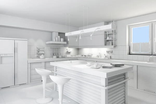 3D jíl rander moderní kuchyně — Stock fotografie
