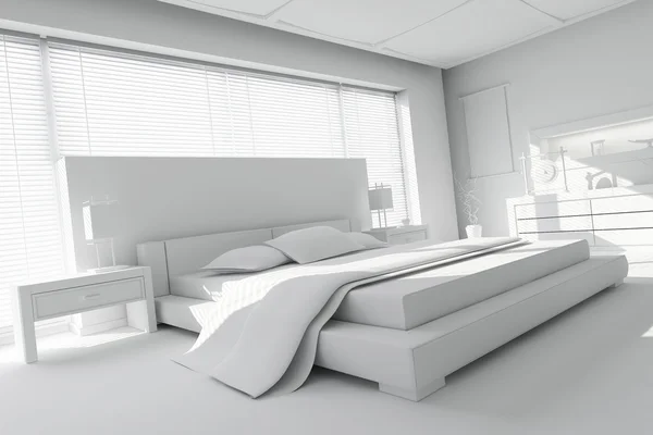 3D jílového vykreslení moderní ložnice — Stock fotografie