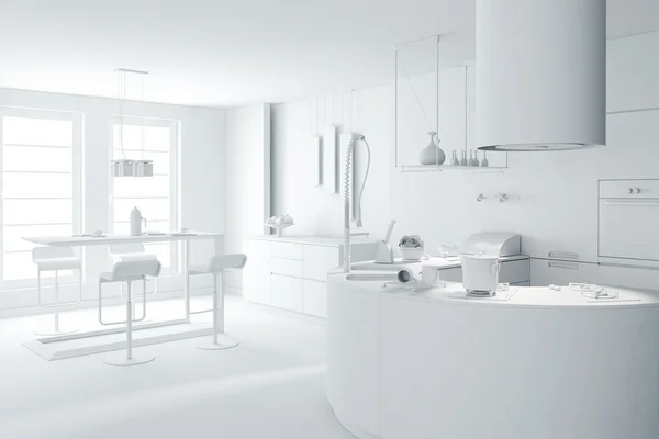 3D rander gliny nowoczesnej kuchni — Zdjęcie stockowe