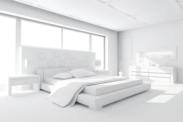 3D jílového vykreslení moderní ložnice — Stockfoto