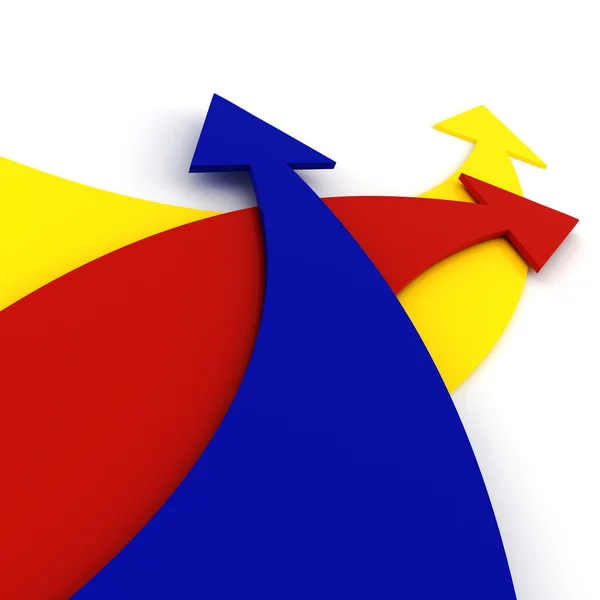 Flechas de colores 3d, sobre fondo blanco — Foto de Stock