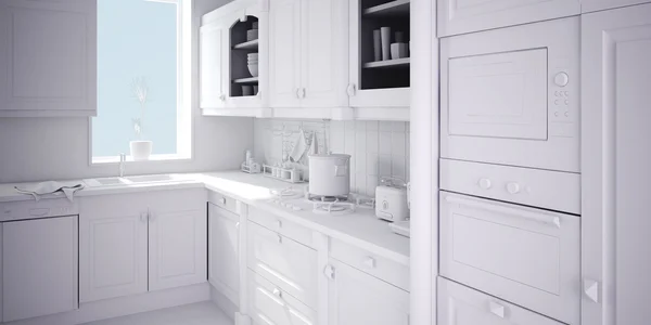3d clay rander of a modern kitchen — Stock Photo, Image