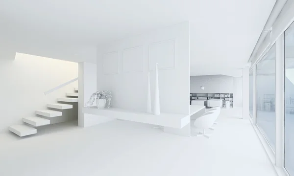 3D jílového vykreslení moderního interiérového designu — Stock fotografie