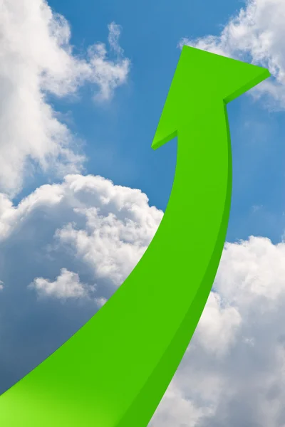 3d arrow pointing up in the sky — Stock Photo, Image