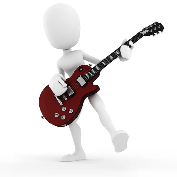3D muž kytarista, hudební hvězda — Stock fotografie