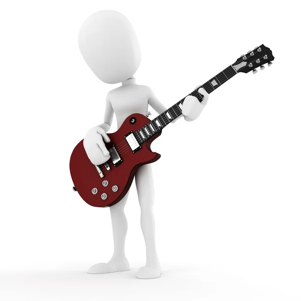 3D muž kytarista, hudební hvězda — Stock fotografie
