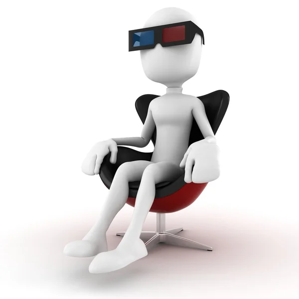 3D-man genieten van een 3D-film — Stockfoto