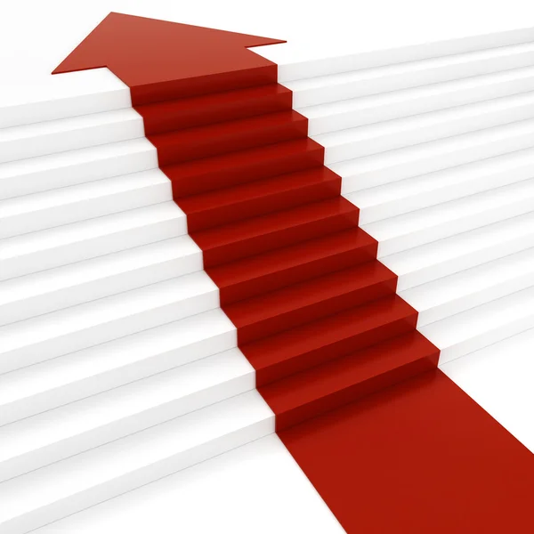 stock image 3d red arrow on white stair