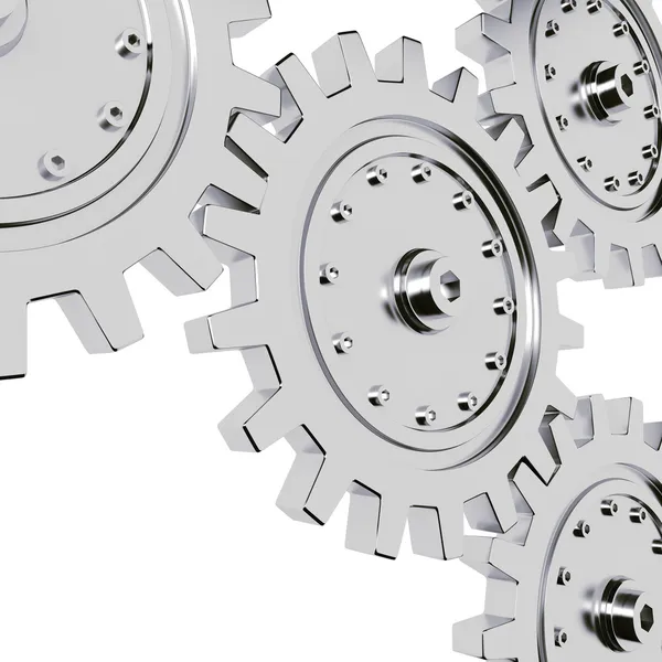 3D metal kugghjul återge, på vit bakgrund — Stockfoto
