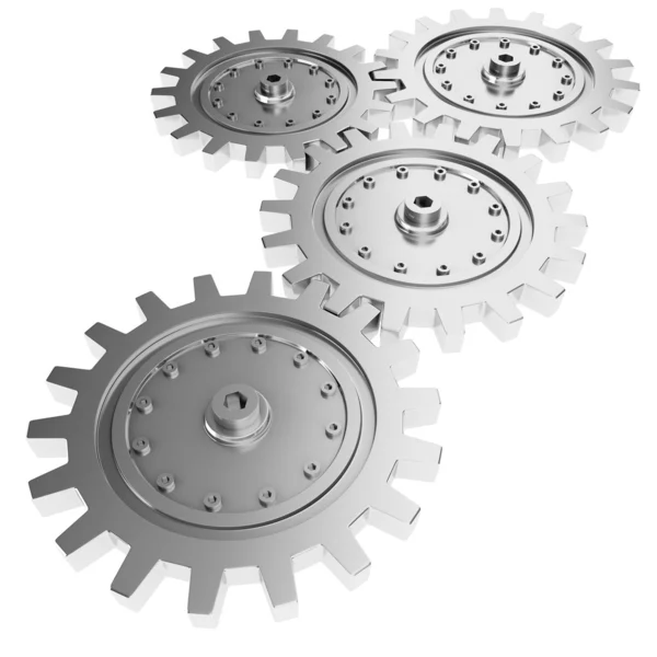 3D-metal gear wheel renderen, op witte achtergrond — Stockfoto