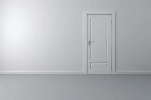 3D interieur en witte deur en wanden — Stockfoto