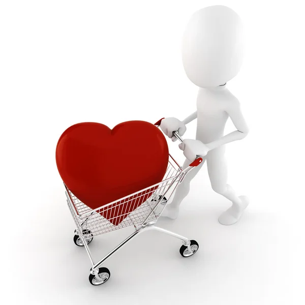 3d man buying a big red heart — Stock Photo, Image