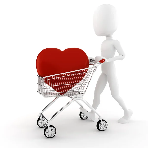 3d man buying a big red heart — Stock Photo, Image